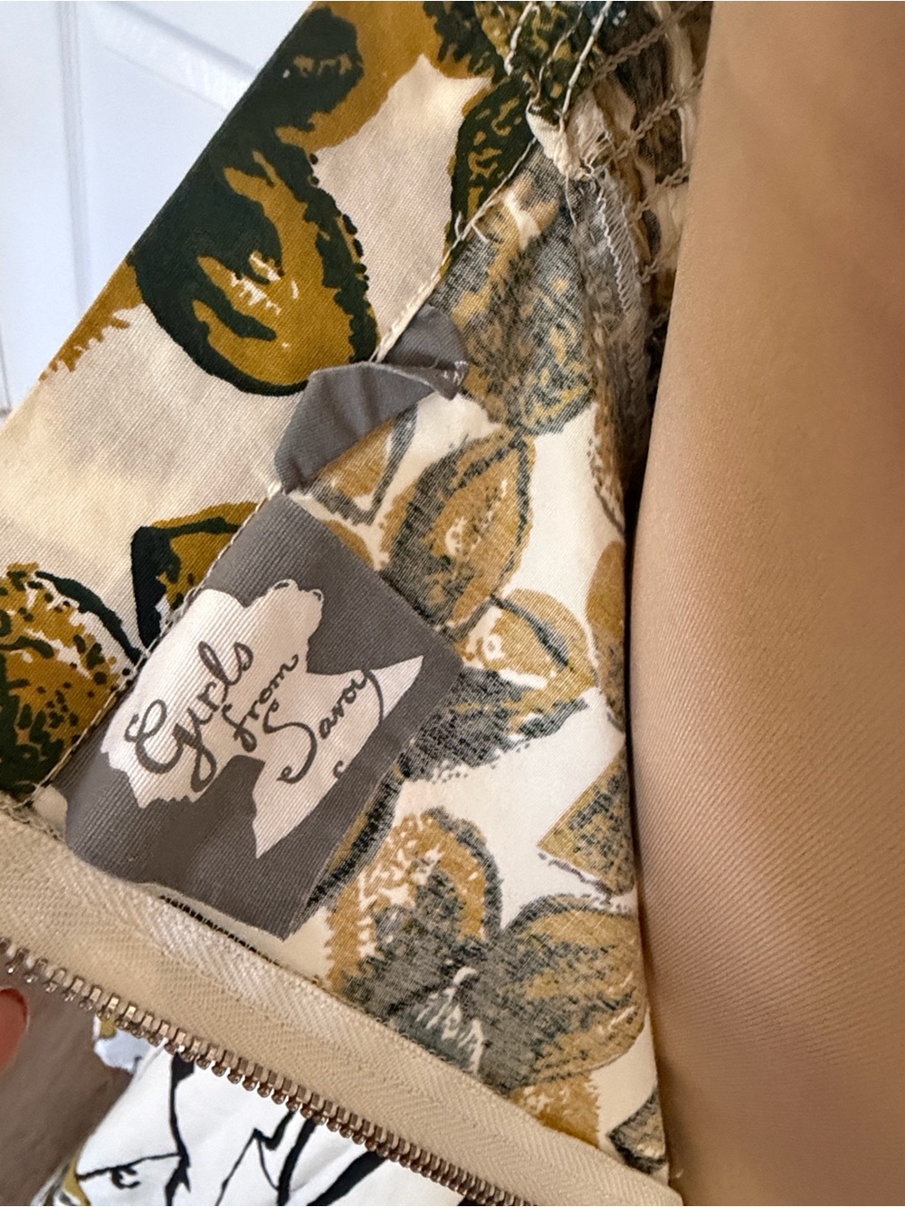 Halter Chartreuse Floral Midi Dress in White, Mustard & Green artsy style - Picture 8 of 12